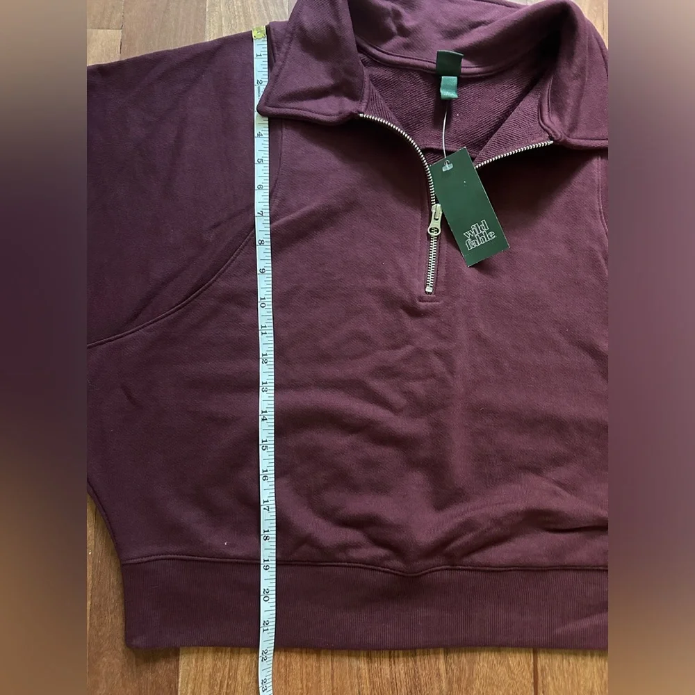 Wild Fable Cropped Quarter Zip Pullover Maroon Burgundy XL - Picture 5 of 10